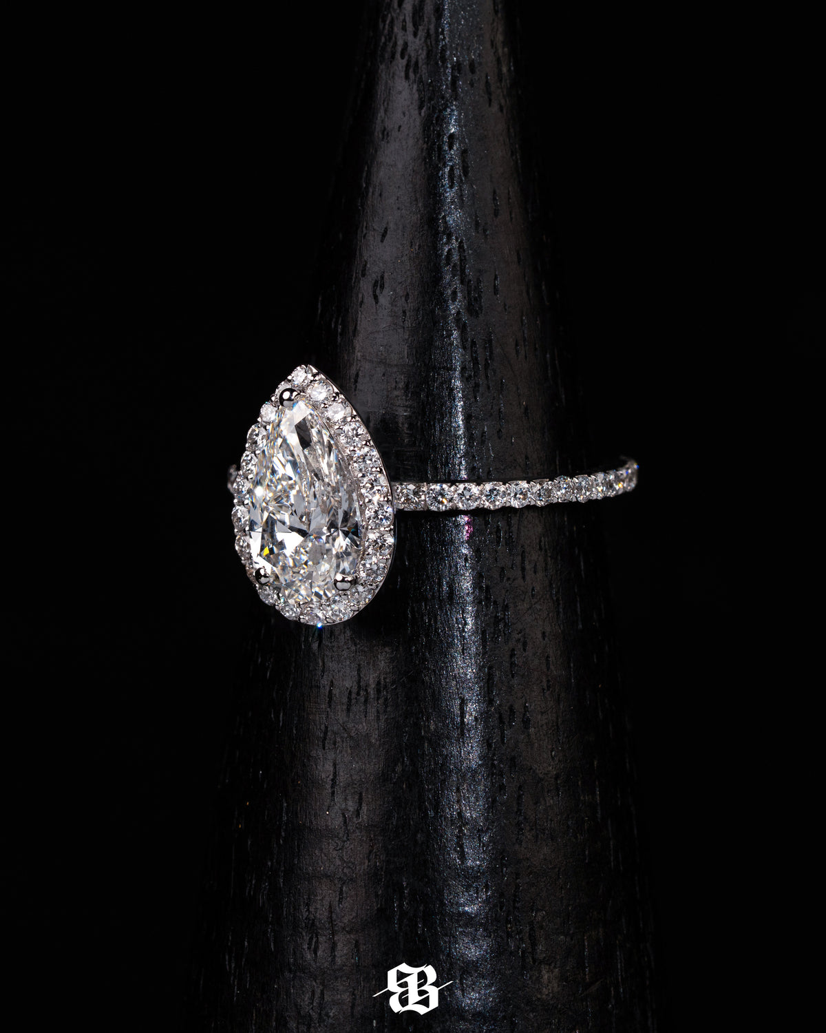 Pear with Halo Engagement Ring