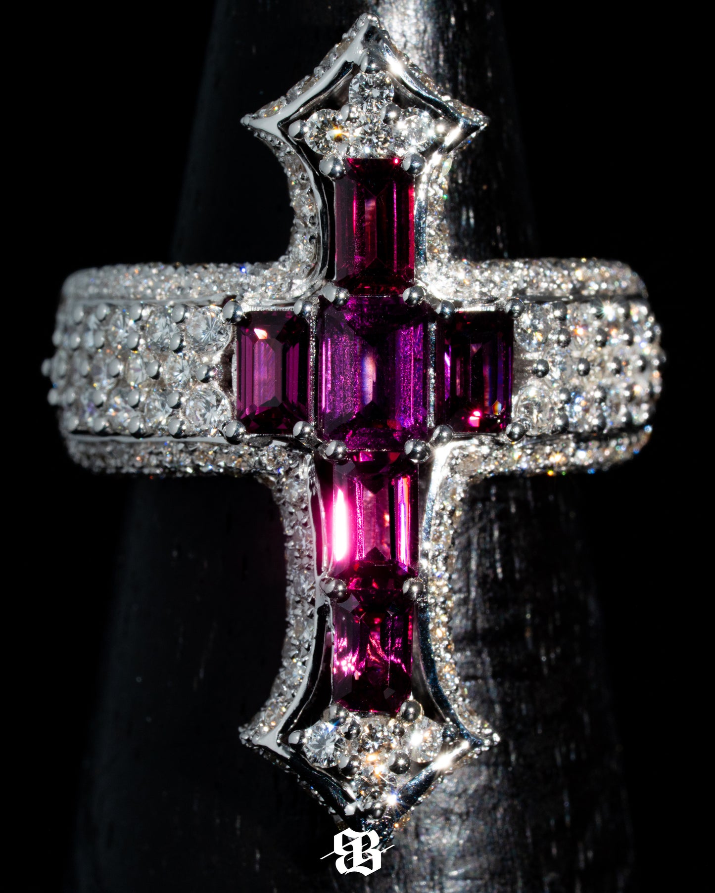 Bernini's Signature Rhodolites Cross Ring
