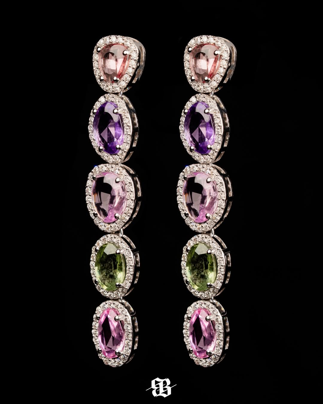 Royal Rose Cut Sapphires Earrings