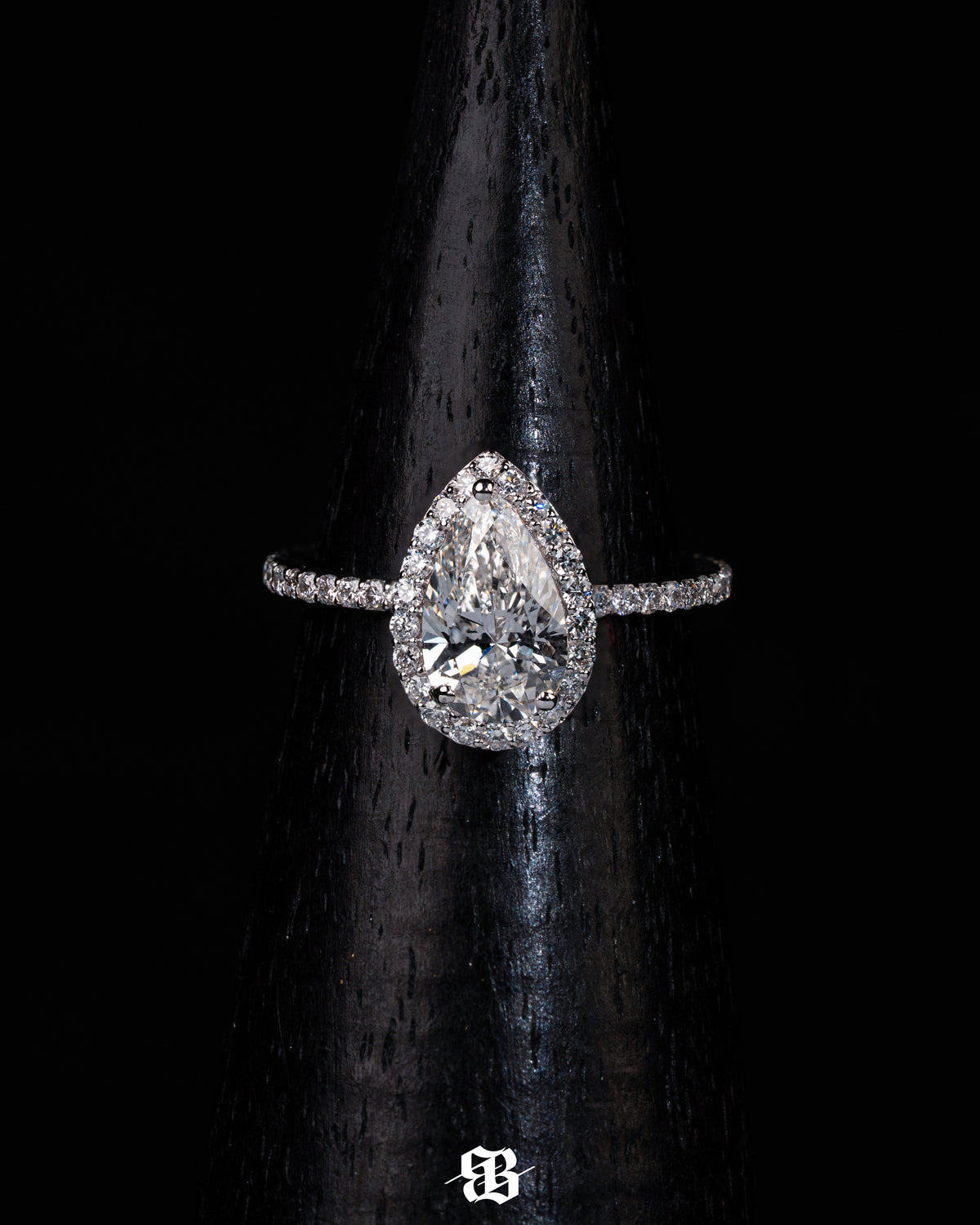 Pear with Halo Engagement Ring