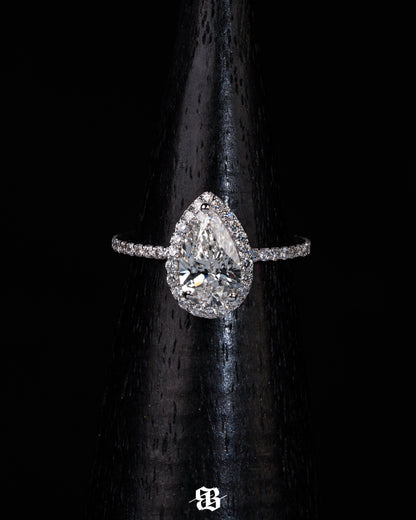 Pear with Halo Engagement Ring