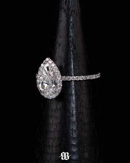 Pear with Halo Engagement Ring