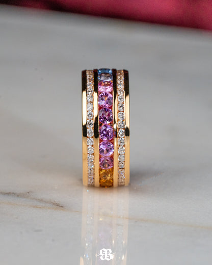 Rainbow Round Sapphires Ring