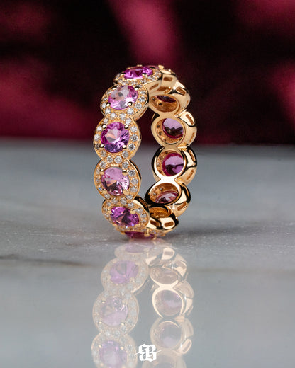 Pink Round Sapphires Wedding Band