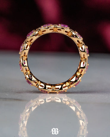 Pink Round Sapphires Wedding Band