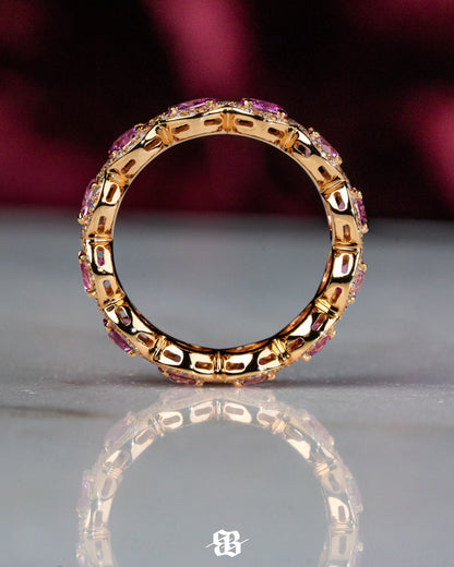 Pink Round Sapphires Wedding Band