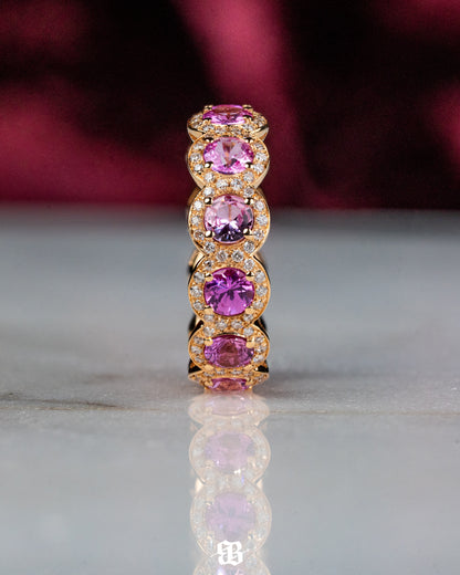 Pink Round Sapphires Wedding Band