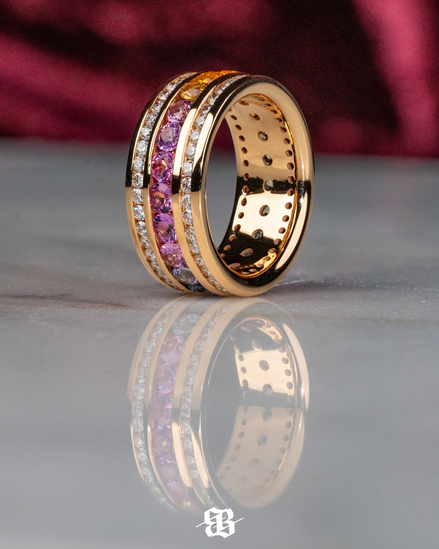 Rainbow Round Sapphires Ring