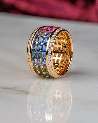 Rainbow Sapphires Wedding Band
