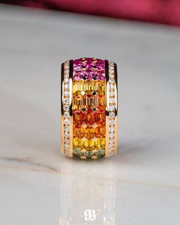 Rainbow Sapphires Wedding Band