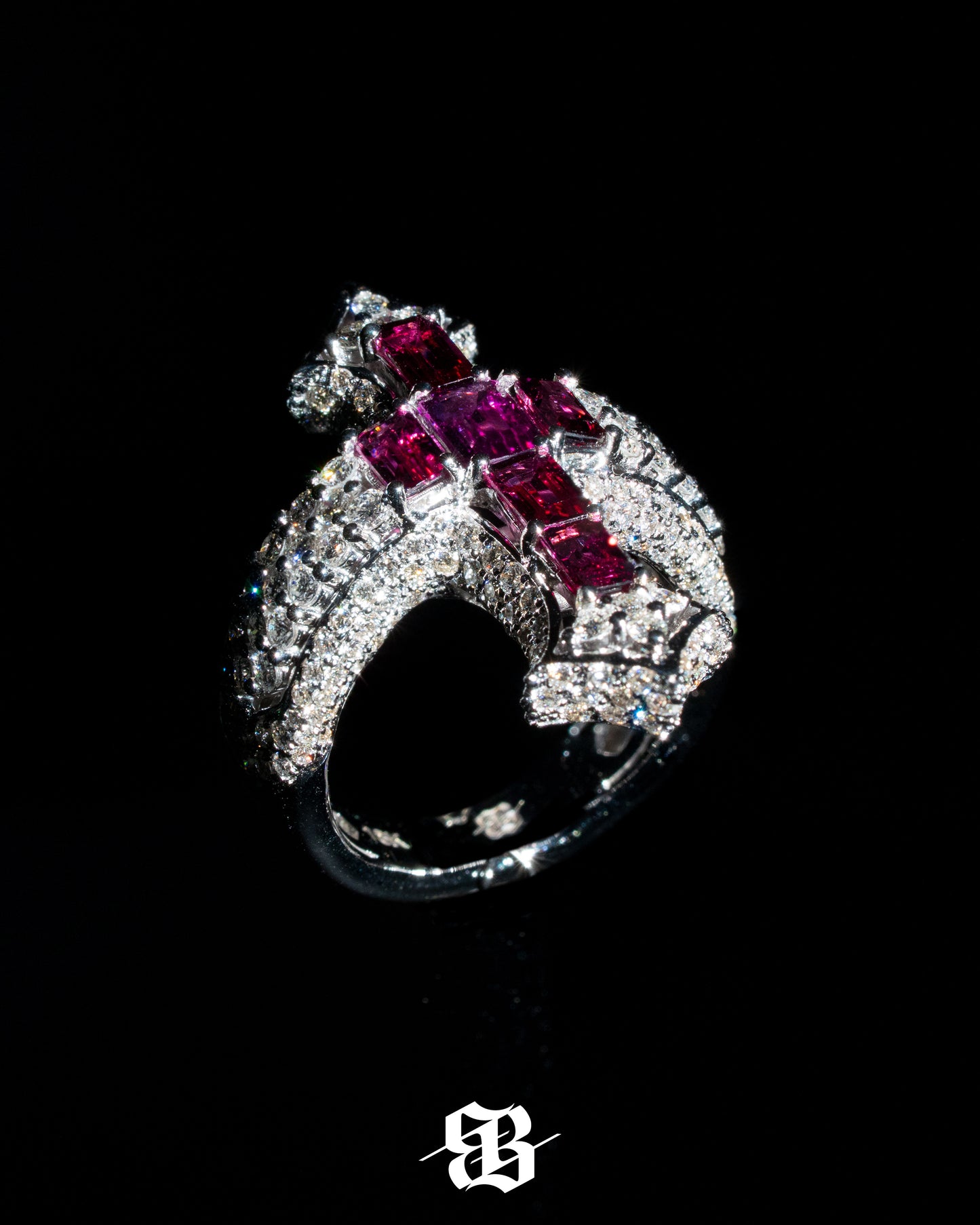 Bernini's Signature Rhodolites Cross Ring