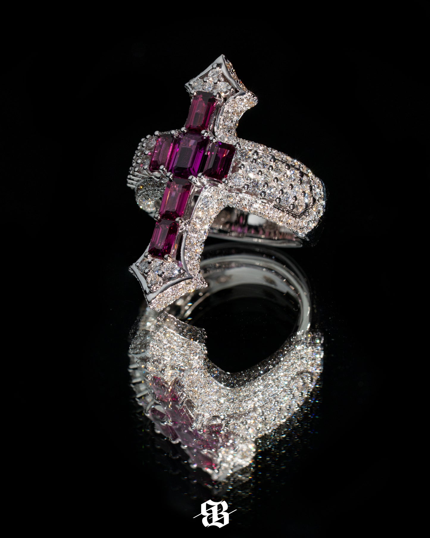 Bernini's Signature Rhodolites Cross Ring