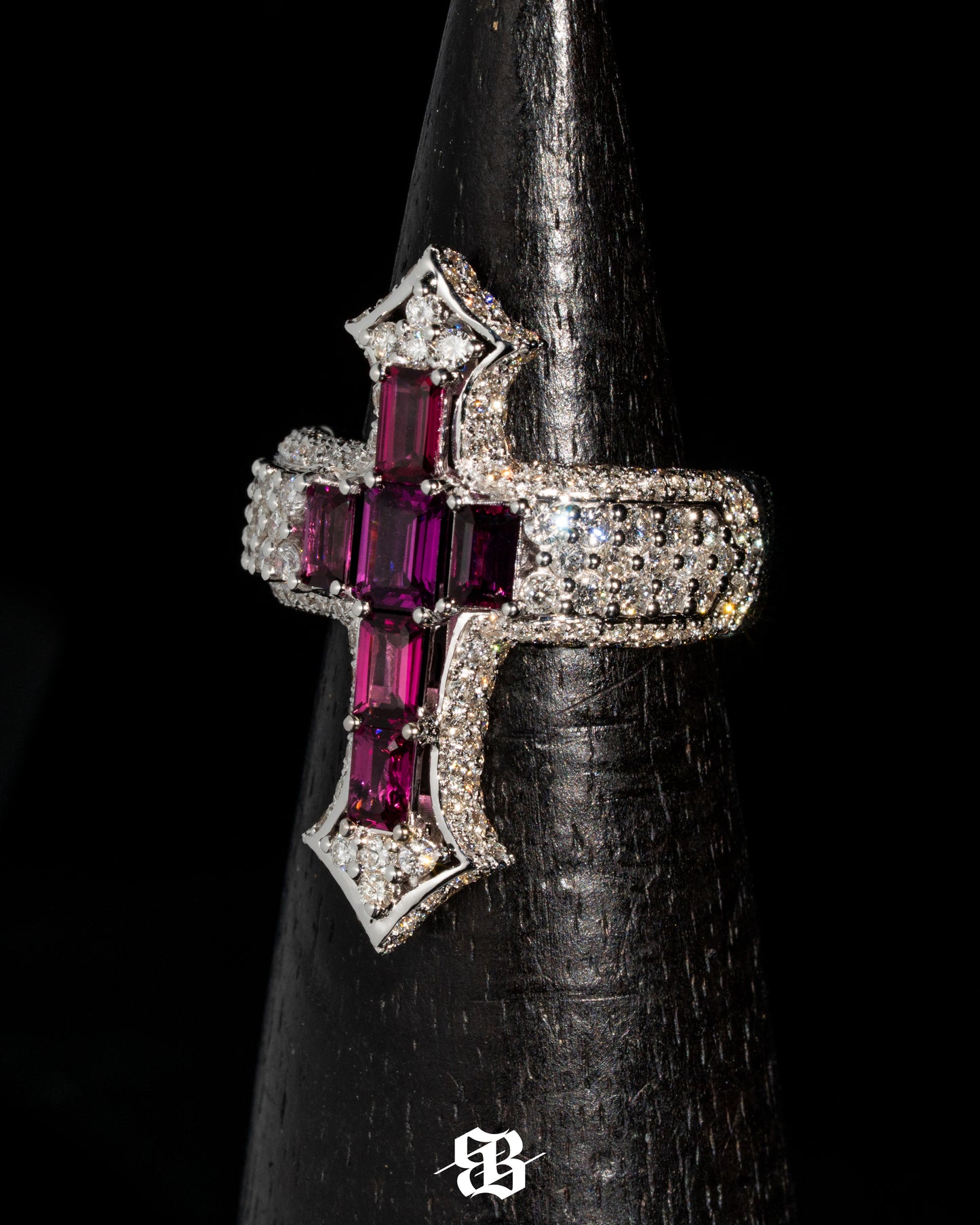 Bernini's Signature Rhodolites Cross Ring