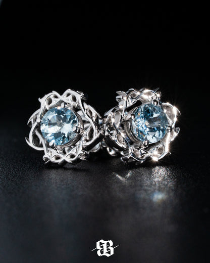 Bernini Signature Crown Of Thorns Acquamarine Earrings